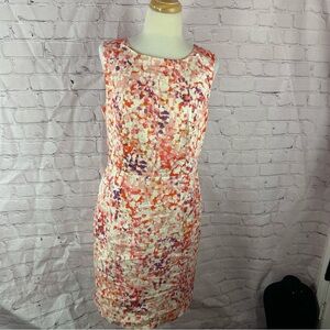 Ann Taylor abstract Floral sleeveless sheath pencil Dress sz 10